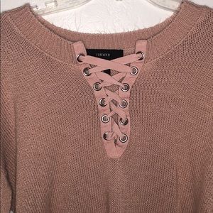Soft Pink Cross Chest Sweater